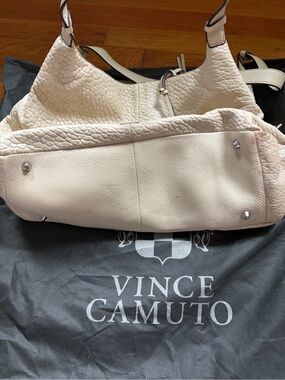 Vince Camuto Textured Pebbled Leather Shoulder Bag in Light Blush Cream